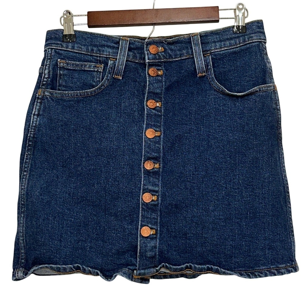 Madewell Denim Mini Skirt Women 26 Blue Button Front High Rise